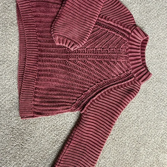 Free People Sweetheart Mock Neck Sweater Wine Burgundy Size XL - Picture 4 of 7